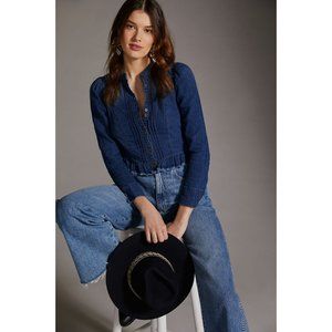 NWOT Anthropologie Denim Button Down Blouse Top 22W Chambray Blue